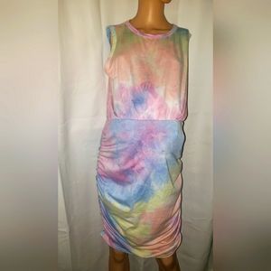 Women's Tye Dye Make My Day Ruched Tank Dress
